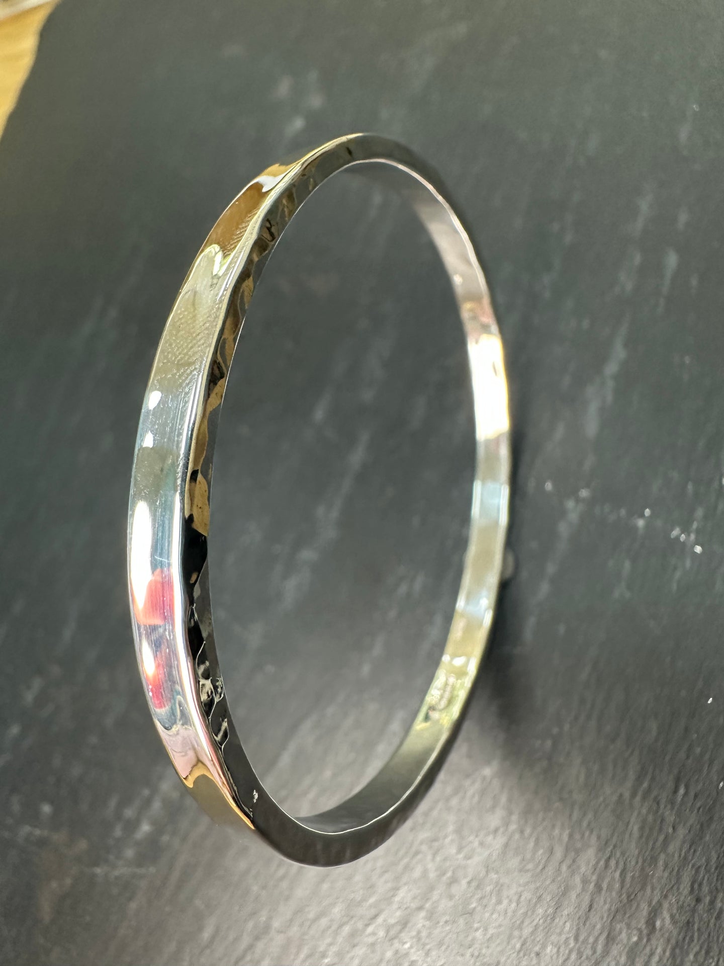 Sterling Silver Handmade Hammered Edge Bangle