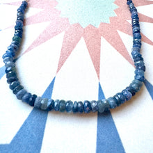 Load image into Gallery viewer, Sterling Silver Graduated Sapphire Rondell Necklace
