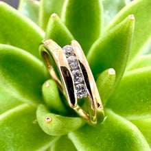 Load image into Gallery viewer, Pre-loved 9ct Yellow Gold and Four Stone Diamond Crossover Ring
