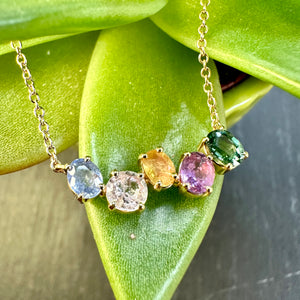Yellow Gold Mixed Colour Sapphire Necklace