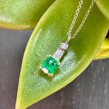 Load image into Gallery viewer, Emerald &amp; Diamond Pendant Yellow &amp; White Gold
