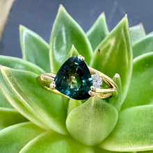Load image into Gallery viewer, Natural Montana Teal Sapphire &amp; Diamond Ring
