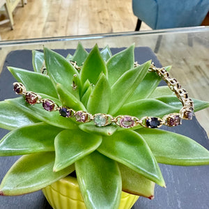 Preloved, 9ct Multi Coloured Sapphire Bracelet