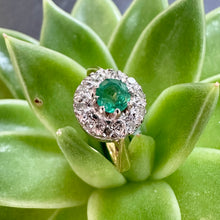 Load image into Gallery viewer, Preloved Emerald &amp; Diamond Cluster Ring
