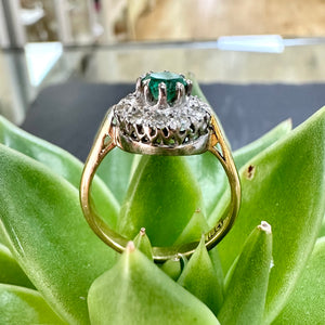 Preloved Emerald & Diamond Cluster Ring