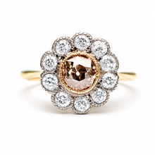 Load image into Gallery viewer, Preloved 18ct Yellow Gold Brown Diamond Daisy Ring, 0.25ct
