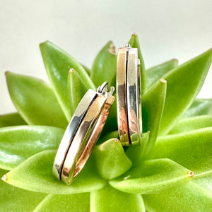 Pre-loved Rose and White Gold Hoop Earrings