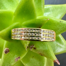 Load image into Gallery viewer, Pre-Loved Triple Row 18ct Yellow Gold and Diamond Wedding Ring
