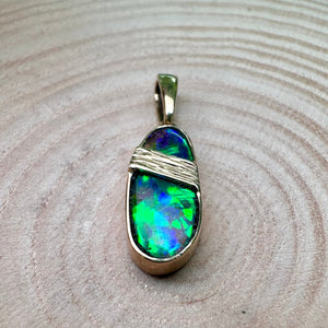 Handmade Opal Pendant In Yellow Gold