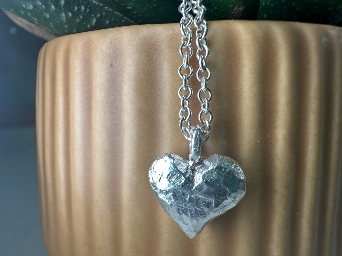 Sterling Silver Hammered Heart Pendant and Chain