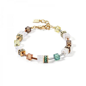 Coeur De Lion - Gold Plated Brown Green & White Crystal Bracelet