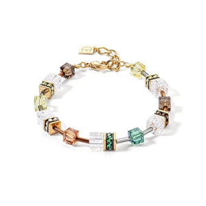 Coeur De Lion - Gold Plated Brown Green & White Crystal Bracelet