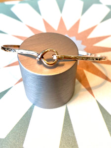 Handmade 9ct Rose Gold Hammered Hook Bangle