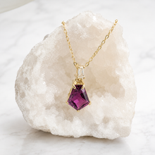 Load image into Gallery viewer, 18ct Yellow Gold Rubelite &amp; Diamond Pendant
