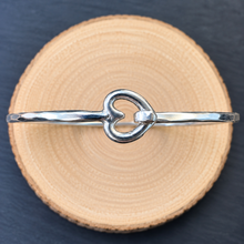 Load image into Gallery viewer, Handmade Sterling Silver Hammered Heart Hook-in Bangle
