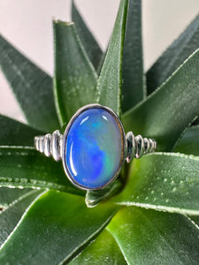 9ct White Gold Opal Ring