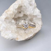 Load image into Gallery viewer, 9ct Yellow Gold Diamond Engagement Ring with Diamond Set Shoulders
