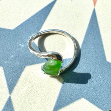 Load image into Gallery viewer, Handmade Sterling Silver Cross Over, Green Sea Glass Ring
