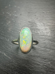 Sterling Silver White Opal Ring