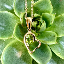 Load image into Gallery viewer, Gold Plated Sterling Silver Peridot Heart Pendant
