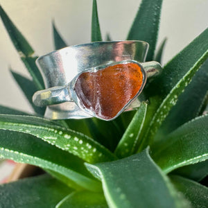Sterling Silver 10.5mm Sea Glass Fidget Ring
