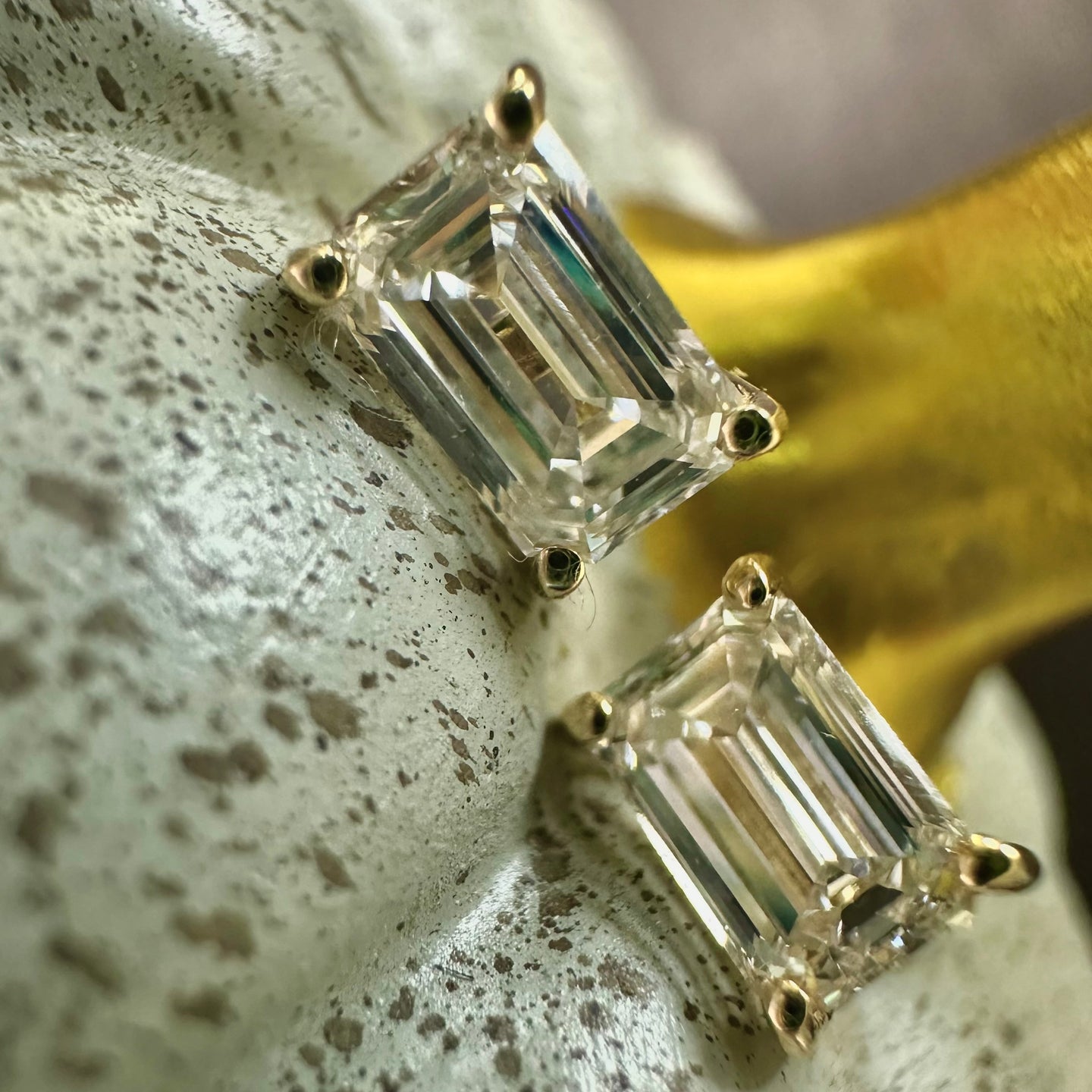 9ct Yellow Gold Emerald Cut Lab Grown Diamond Stud Earrings