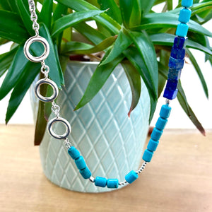 Sterling Silver Lapis & Turquoise Necklace