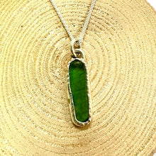 Load image into Gallery viewer, Handmade Green Seaglass Pendant and Chain
