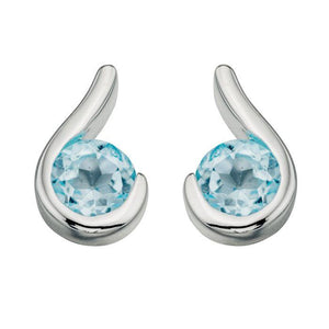 Swirl Blue Topaz Stud Earrings