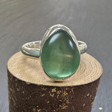 Load image into Gallery viewer, Handmade Sterling Silver Green Sea Glass Ring Oval
