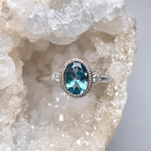 Load image into Gallery viewer, 9ct White Gold Aquamarine &amp; Lab Grown Diamond Ring
