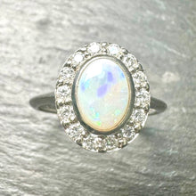 Load image into Gallery viewer, 9ct Opal &amp; Lab Grown Diamond Cluter Ring
