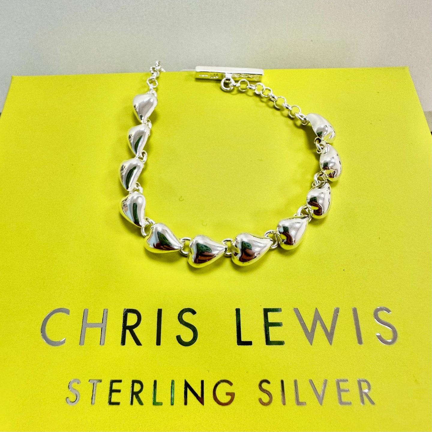 Sterling Silver Polished Pebble Heart Bracelet Chris Lewis