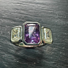 Load image into Gallery viewer, Stunning Platinum Purple Sapphire &amp; Diamond Ring
