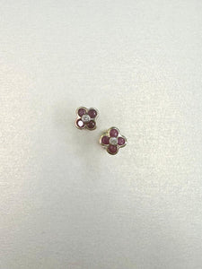 Preloved Ruby & Diamond Flower Studs