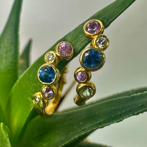 Mixed Colour Sapphire & Diamond Huggies