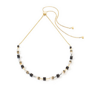 Necklace Mysterious Cubes & Pearls Gold-Black