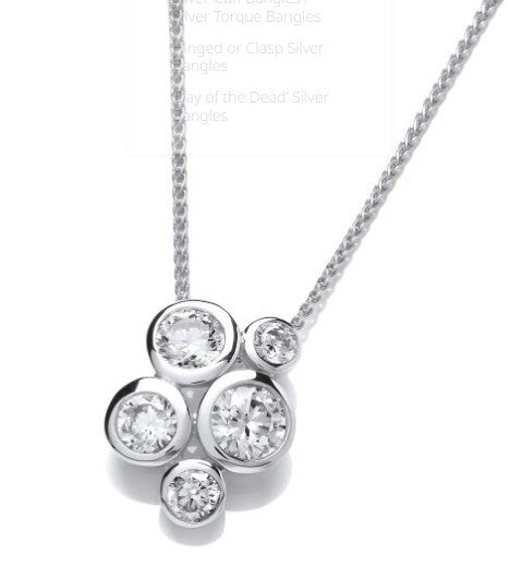 Sterling Silver Cubic Zirconia Bubble Cluster Pendant