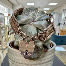Load image into Gallery viewer, Preloved 9ct Rose Gold Heart Padlock Gate Bracelet
