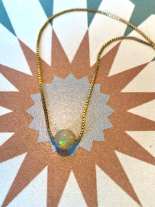 Preloved 9ct Yellow Gold Opal Bead Necklace 16"