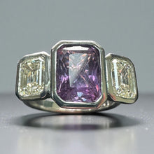 Load image into Gallery viewer, Stunning Platinum Purple Sapphire &amp; Diamond Ring
