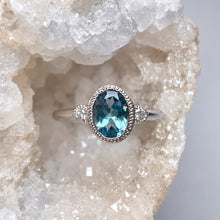 Load image into Gallery viewer, 9ct White Gold Aquamarine &amp; Lab Grown Diamond Ring
