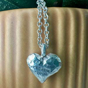 Sterling Silver Hammered Heart Pendant and Chain