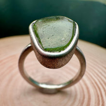 Load image into Gallery viewer, Handmade Silver Ring Set With Green Sea Glass
