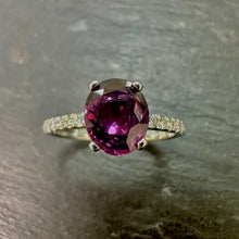 Load image into Gallery viewer, Platinum Ceylon Raspberry Sapphire &amp; Diamond Ring
