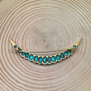 Pre-loved Antique 9ct Yellow Gold and Turquoise Brooch