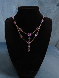 Pre-loved Edwardian Amethyst “swag” Style 9ct Rose Gold Necklace