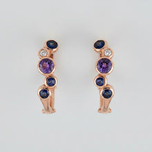 Load image into Gallery viewer, Preloved 9ct Rose Gold Sapphire &amp; Diamond Bubble Hoops
