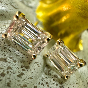 9ct Yellow Gold Emerald Cut Lab Grown Diamond Stud Earrings
