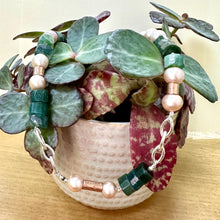 Load image into Gallery viewer, Sterling Silver Pink Pearl &amp; Moss Agate Necklace
